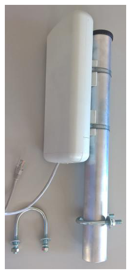 Weather-resistant wireless access point antenna mounted on the exterior of an air supply unit